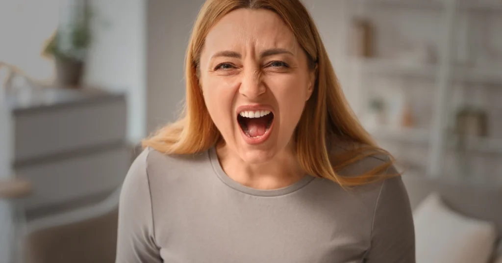 Angry woman yelling. Learn how to get a preschooler to listen without yelling using calm parenting strategies, clear directions, and simple routines that work.